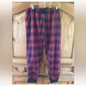 Mens North 15 red black plaid fleece pajama lounge pants - size L - NWT
